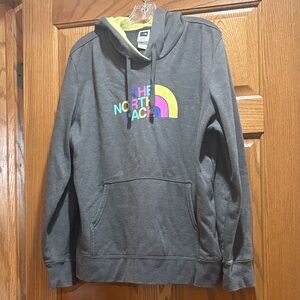 The North Face Charcoal Hoodie with Vibrant Logo